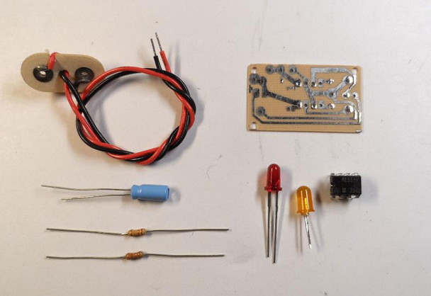 New complete Flashing LED electronic kit with 555 Timer IC. Beginner soldering project includes PCB, parts & instructions. Fun educational electronics build.