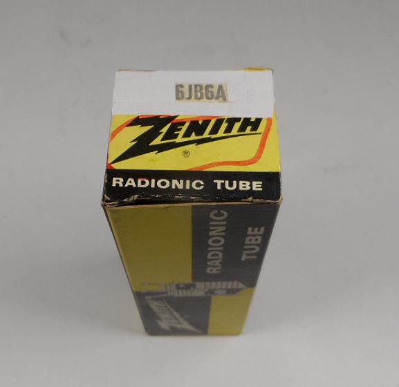 NOS Zenith 6JB6A single vacuum tube, New Old Stock in original box. USA-made beam power tube for Drake T-4X / T-4XB transmitters and TR-4 series. Excellent condition for vintage ham radio restoration. Fast US shipping.