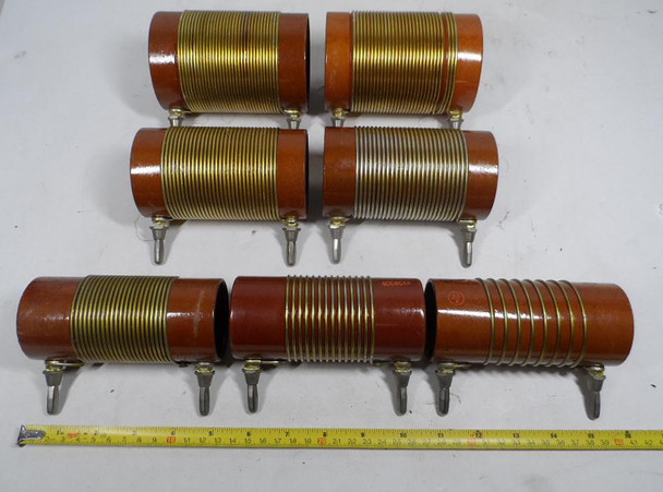 Vintage Set of 7 Large Inductor Military Type Band Coils L-202 to L-208 in Excellent Condition