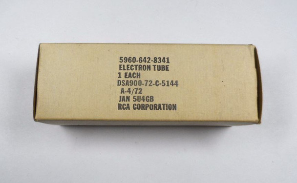 Vintage NOS RCA JAN 5U4GB military rectifier tubes, date code A4/72 (1972), in original boxes. Authentic drop-in for Collins 516F-2 low voltage B+ section. Rugged USA-made full-wave rectifiers ideal for vintage ham radio restoration, Collins S-Line, and tube audio equipment.
