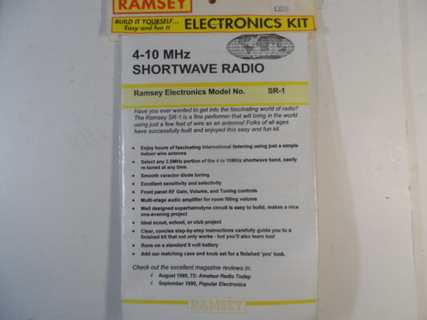 Ramsey Electronics Kit SR-1, 4-10 MHz Shortwave Radio & Matching Case & Knob Set NEW  in Package