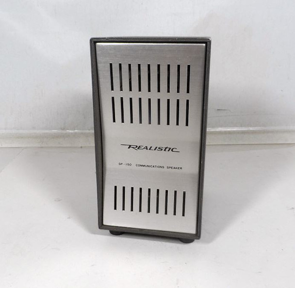 Excellent condition Realistic SP-150 Communications Speaker. Classic 8-ohm external speaker for shortwave receivers, ham radios, and CB. Compact metal cabinet with clear audio. Perfect match for Realistic DX-150/DX-160 and other vintage comms gear. Great addition for any retro radio setup.