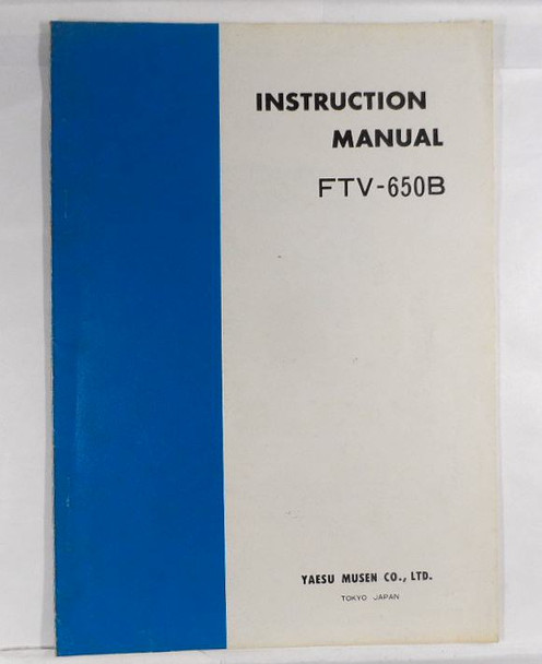 Original Yaesu FTV-650B Instruction Manual. Genuine used manual for the FTV-650B 6-meter transverter. Covers operation, interfacing with HF rigs (FT-101 etc.), specifications, and diagrams. Essential for setup and maintenance of this classic VHF accessory. Clean copy from Nationwide Radio & Eq Sales.
