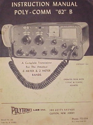 Polytronics Lab Inc. Poly Comm 62 B Manual Reproduction