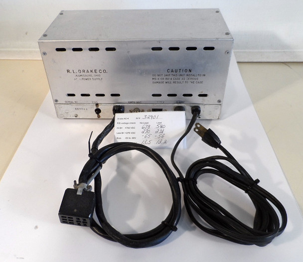 RL Drake AC-4 Power Supply in Excellent Working Condition with Voltage Test Data S/N 32901