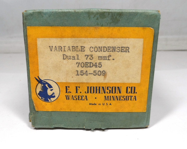 EF Johnson 70ED45  Air Variable Dual 73 pF Section Capacitor New in Box Part Number 154-509