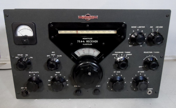 Collins 75A-4 Receiver with 4:1 Tuning Knob & (3) Original Filters Late S/N 5686