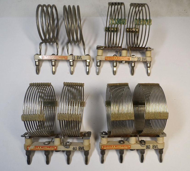 Barker & Williamson (B&W) BVL Coil Set of 4 BVL 15, BVL 20, BVL 40 & BVL 80 in Original Boxes
