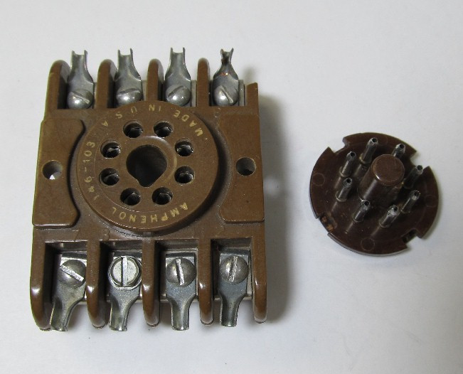 Amphenol 8 Pin relay or Tube Socket with Plug and 8 Screw Terminals