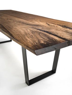 D.T. Plank Table Solid wood tabletop and metal base