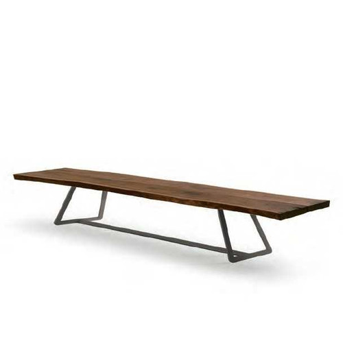 Calle Cult Bench solid wood with natural edges metal base bench