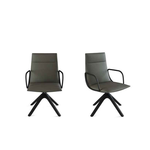 Noha Swivel Wood Armchair