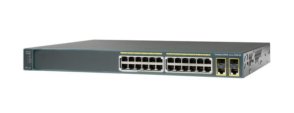 Cisco Catalyst 2960-24PC-L 24-Ports RJ-45 100Mb/s 10Base-T/100Base-TX Fast Ethernet Rack-mountable PoE Managed Switch with 2x 1000Base-T and 2x SFP (mini-GBIC) Ports