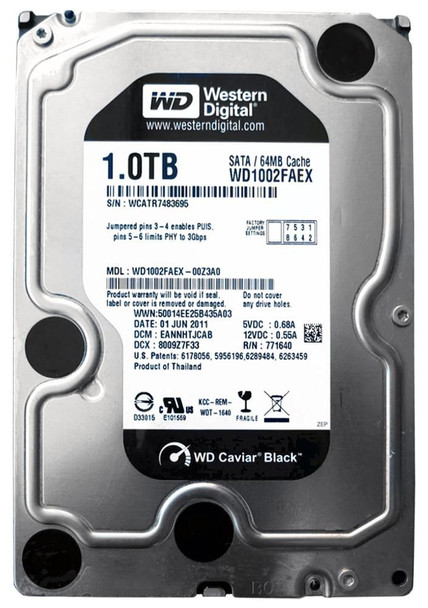 Western Digital Caviar Black 1TB SATA 6Gb/s 7200RPM 64MB Cache 3.5 inch Hard Disk Drive