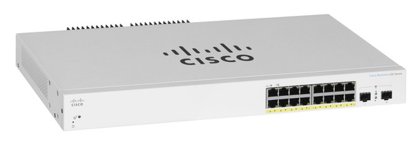 Cisco Business 220 Series 16 10/100/1000 ports 2 Gigabit SFP Smart Switch with 130W power Budget