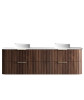HAVANA 1800mm FLUTED CURVED WALL HUNG VANITY - SABLE WALNUT 