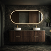 HAVANA 1800mm FLUTED CURVED WALL HUNG VANITY - SABLE WALNUT 
