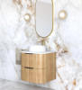 HAVANA 600mm FLUTED CURVED WALL HUNG VANITY - WOODLAND OAK