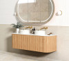 BONDI WALL HUNG FLUTED CURVE VANITY 1500mm - WOODLAND OAK (GOLD HANDLE)
