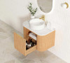 BONDI WALL HUNG FLUTED CURVE VANITY 750mm - WOODLAND OAK (GOLD HANDLE)