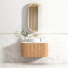 BONDI WALL HUNG FLUTED CURVE VANITY 900mm - WOODLAND OAK (GOLD HANDLE)