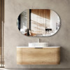 BONDI CURVED WALL HUNG VANITY 1200mm - NATURAL OAK (BLACK HANDLE)
