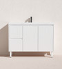 BRIGHTON FLUTED VANITY ON LEGS 1200mm LEFT DRAWS - MATTE WHITE