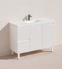 BRIGHTON FLUTED VANITY ON LEGS 1200mm LEFT DRAWS - MATTE WHITE