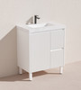 BRIGHTON FLUTED VANITY ON LEGS 750mm RIGHT DRAWS - MATTE WHITE
