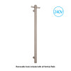 Thermorail Straight/Round 240Volt Vertical Bar 900x142x100mm 20Watt With Optional Hook - Brushed Nickel