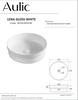 AULIC LENA GLOSS WHITE SEMI INSET BASIN 360*360*120MM