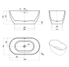 ATTICA MANOLO 1300 GLOSS WHITE BATH WITH OVERFLOW