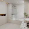 HAYDEN FRAMELESS BATH SCREEN WITH CURVED CORNER