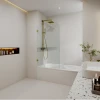 HAYDEN FRAMELESS BATH SCREEN WITH CURVED CORNER