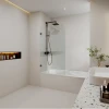 HAYDEN FRAMELESS BATH SCREEN WITH CURVED CORNER