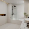 HAYDEN FRAMELESS BATH SCREEN WITH CURVED CORNER