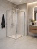 PACEY SEMI-FRAME CORNER PIVOT DOOR SHOWER SCREEN BRUSHED NICKEL