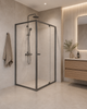 PACEY SEMI-FRAME CORNER PIVOT DOOR SHOWER SCREEN GUN METAL