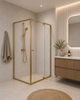PACEY SEMI-FRAME CORNER PIVOT DOOR SHOWER SCREEN BRUSHED GOLD