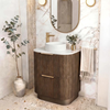 HAVANA FLUTED 600mm SABLE WALNUT FLOORSTANDING CURVE VANITY