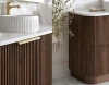 HAVANA FLUTED 600mm SABLE WALNUT FLOORSTANDING CURVE VANITY
