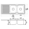 (DISCONTINUED) EDEN RIGHT DOUBLE BOWL & SINGLE DRAINER KITCHEN SINK 1180 X 480 X 170MM
