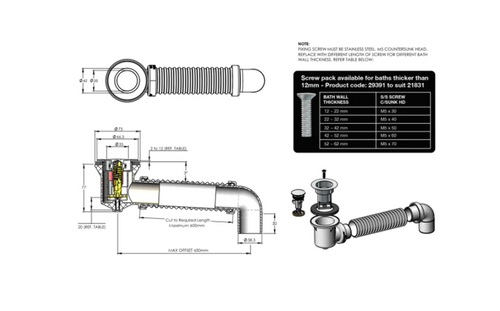 P&W Bath Bend Pop Down with Conn Brushed GoldP