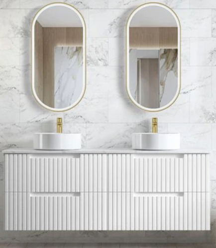 ALEXANDRA MATTE WHITE WALL HUNG VANITY 4D 1500