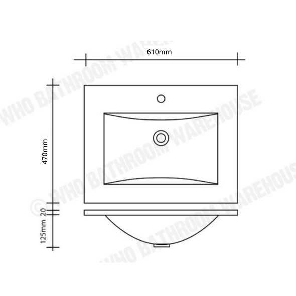 VC-E 600 CERAMIC VANITY TOP GLOSS WHITE