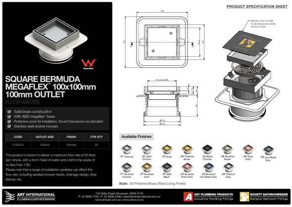 F/W BERMUDA MEGA SQUARE 100mm CHROME