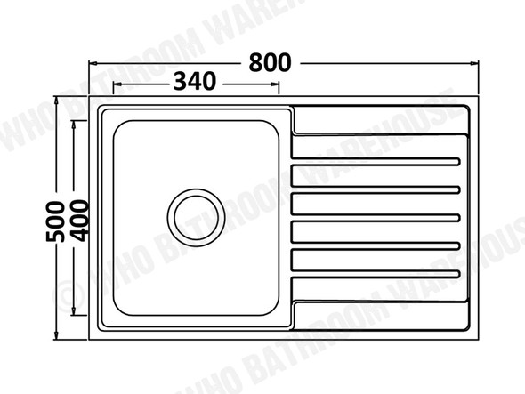 Seto LEFT Single Bowl & Single Drainer Kitchen Sink 860 x 500mm