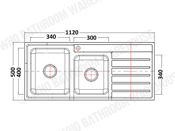 Seto LEFT 1 & 3/4 Bowl and Single Drainer Kitchen Sink 1120 x 500mm