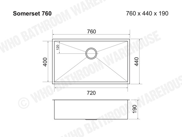 Somerset 760 Kitchen Sink/Trough (Gunmetal) - 13855 Somerset 760 Kitchen Sink/Trough (Gunmetal) - 13855