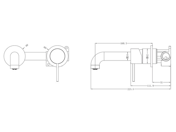 Mecca Two Piece Wall Mixer & Spout Tap (Brushed Nickel) - 14247